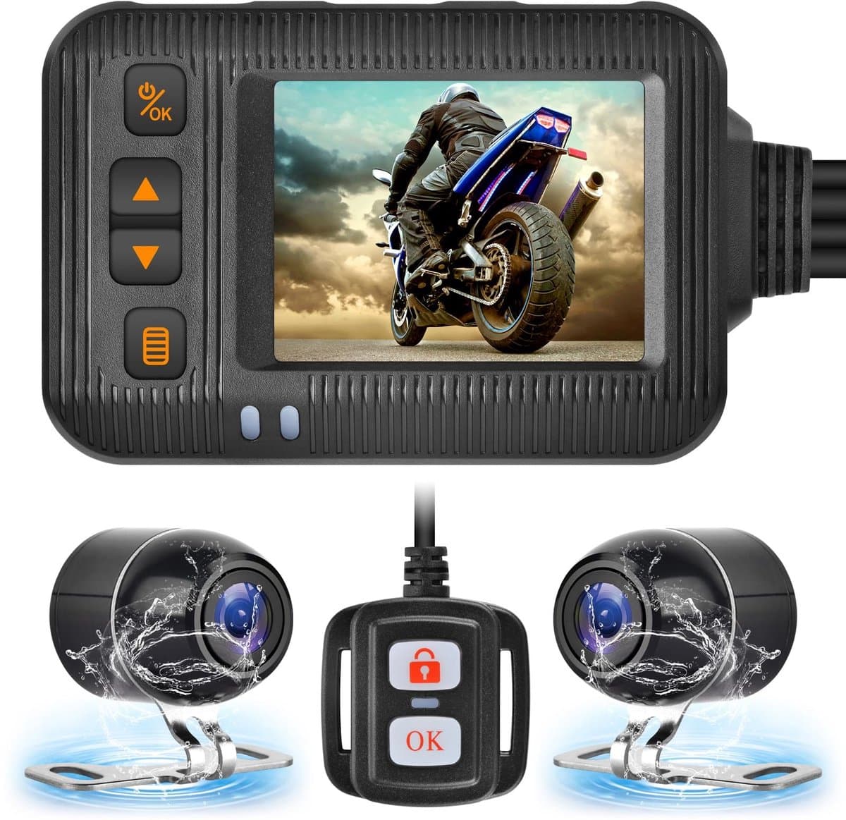 Dailygoods - Dailygoody - Dashcam Vooraan Achter - Parkeerbeschermer - Waterdicht - Rijrecorder voor Motorfiets - Veiligheid in Parkeren - Geschikt voor Motorfiets — afbeelding 1