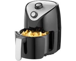 Heteluchtfriteuse - Airfryer - Vetarm Koken - Traploze Temperatuurregeling - 2 Liter - Zwart Zilver