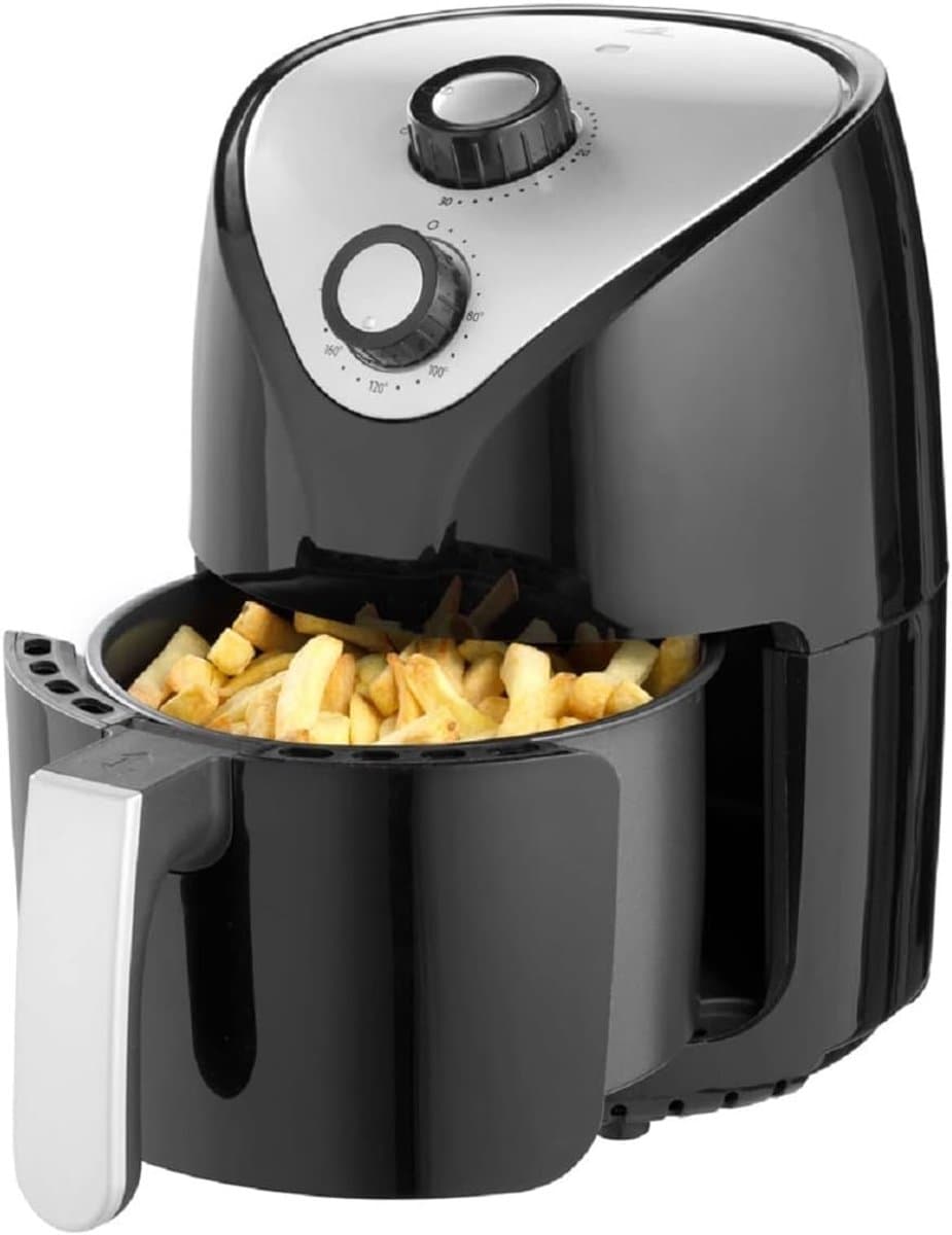 Heteluchtfriteuse - Airfryer - Vetarm Koken - Traploze Temperatuurregeling - 2 Liter - Zwart Zilver — afbeelding 1