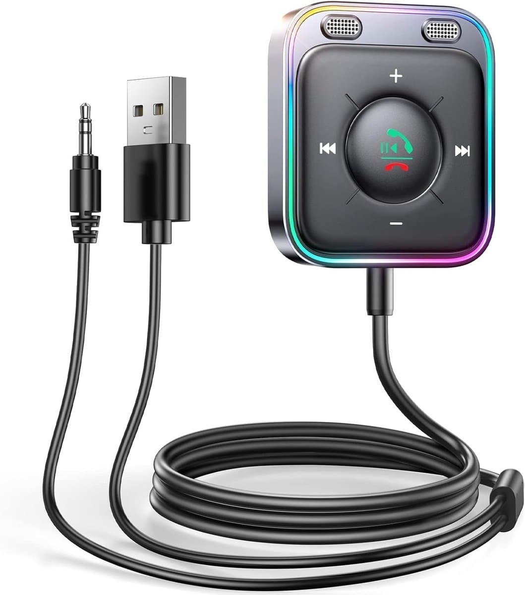 Aux Bluetooth Adapter voor Auto met Handsfree Systeem, HiFi Stereo Audio, USB Bluetooth 5.3 Ontvanger voor Auto Speakers en Versterkers, Plug & Play — afbeelding 1