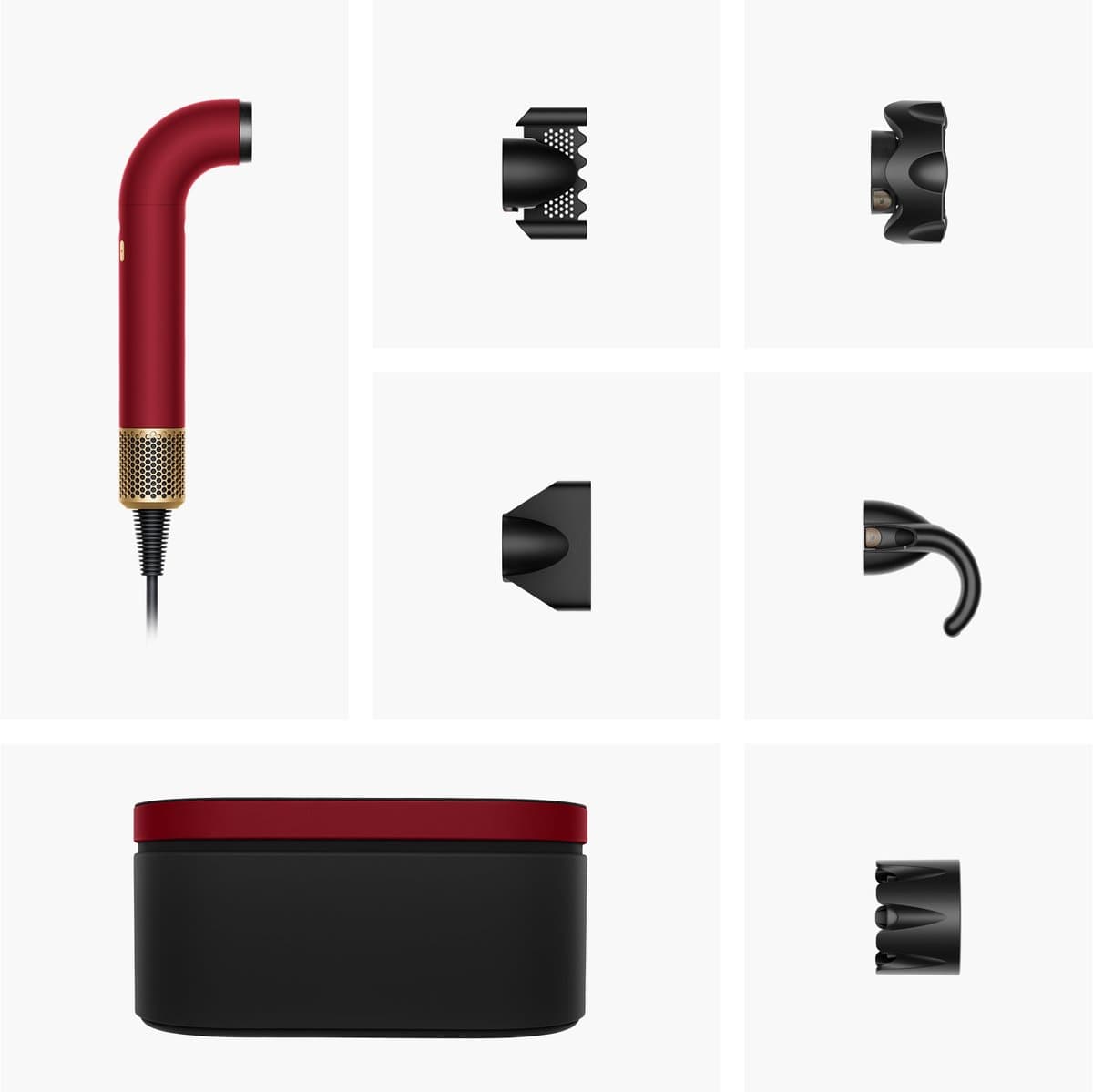 DYSON Supersonic R Straight + Wavy Red Velvet / Gold Föhn Rood — afbeelding 1