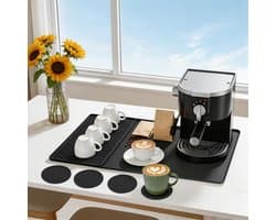 2-in-1 drip mat met rand, 60 x 40 cm, siliconen pad voor koffiezetapparaat, hittebestendig, antislip en eenvoudig schoon te maken, inclusief 4 siliconen onderzetters