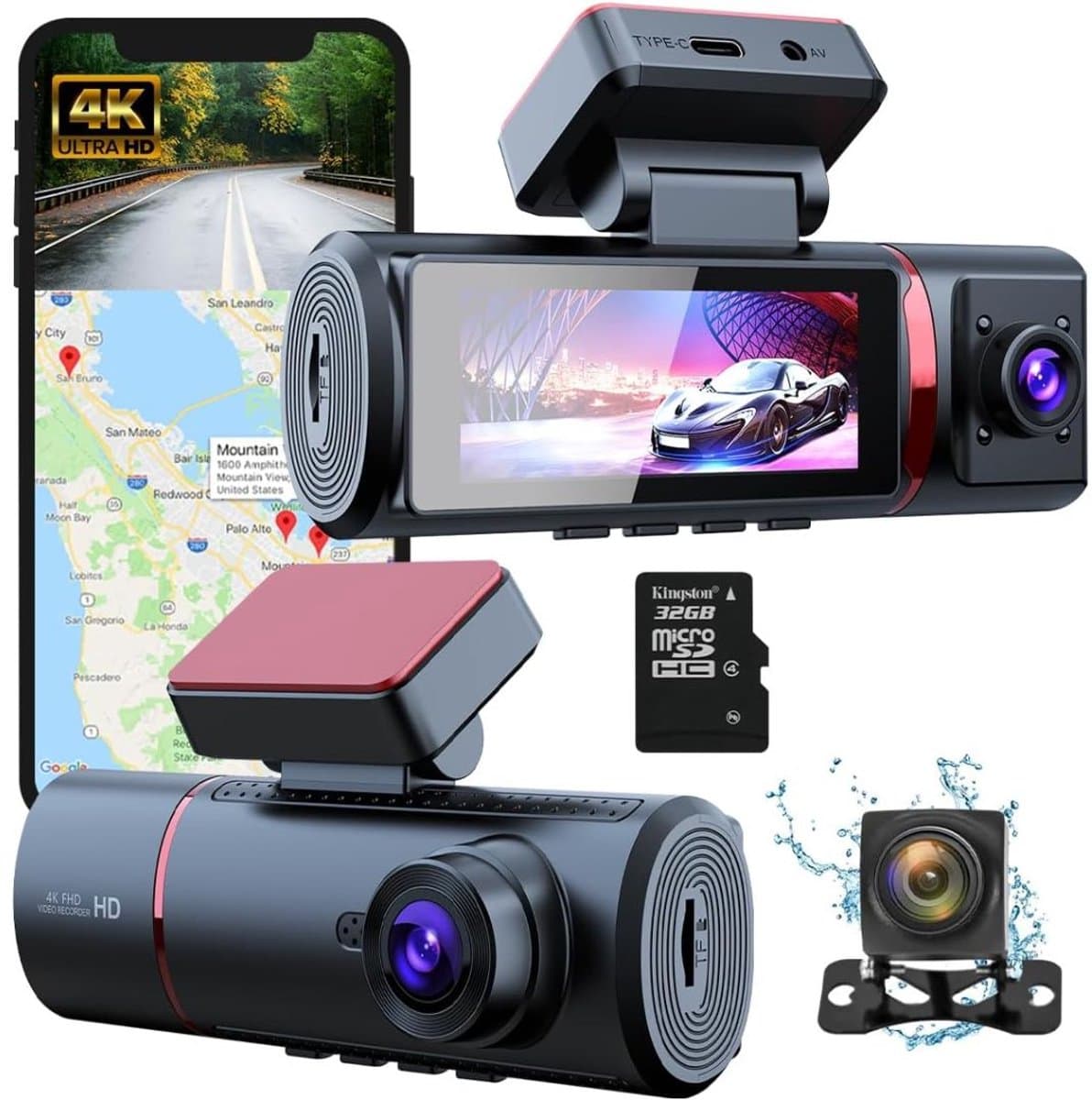 Dashcam voor Auto - Dual - Camerabewaking - Full HD - Zwart — afbeelding 1