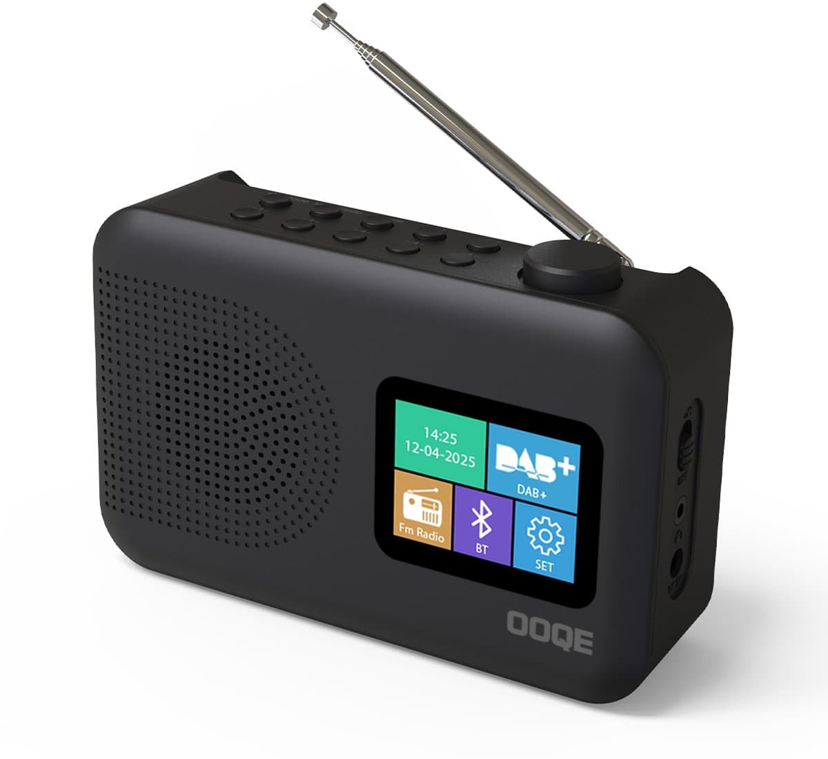 OOQE TUNE PRO 4-in-1 DAB+ Radio | DAB+, FM, Bluetooth, Klok, Wekker | Ideaal als Noodradio | LCD scherm | Auto Scan: Zenders Automatisch Gevonden | Werkt Zowel op Netstroom als Batterijen | 80 voorkeurstations opslaan | Nederlandstalig | Zwart — afbeelding 1