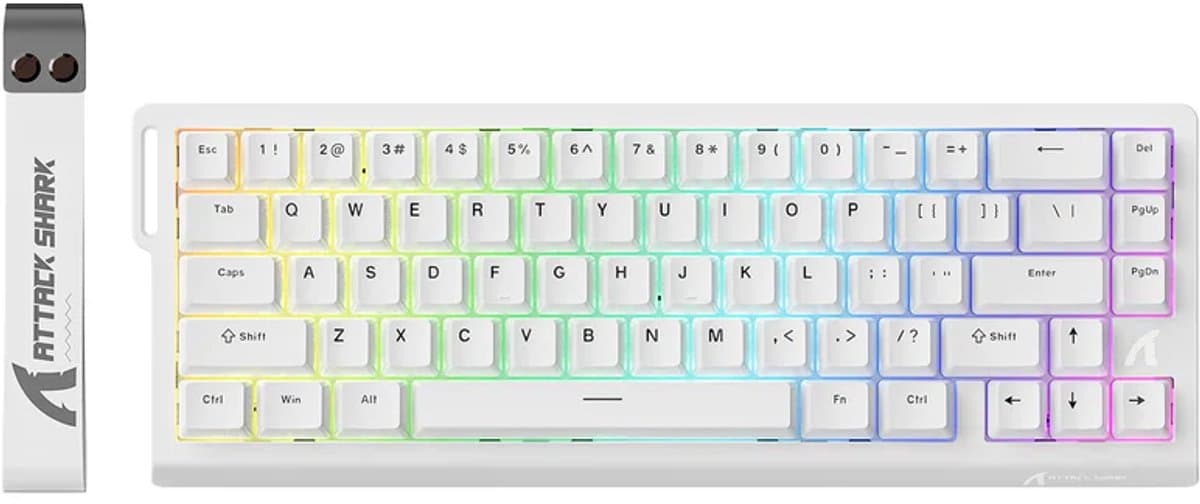 Attack Shark X68 HE Gaming Toetsenbord, Hall Effect, Compact 66 Toetsen - Wit — afbeelding 1