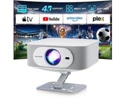 Beamer Draagbaar - Native 1080p Resolutie - 400 ANSI Lumen Helderheid - LED Technologie - Voor Thuisbioscoop - Smart Projector