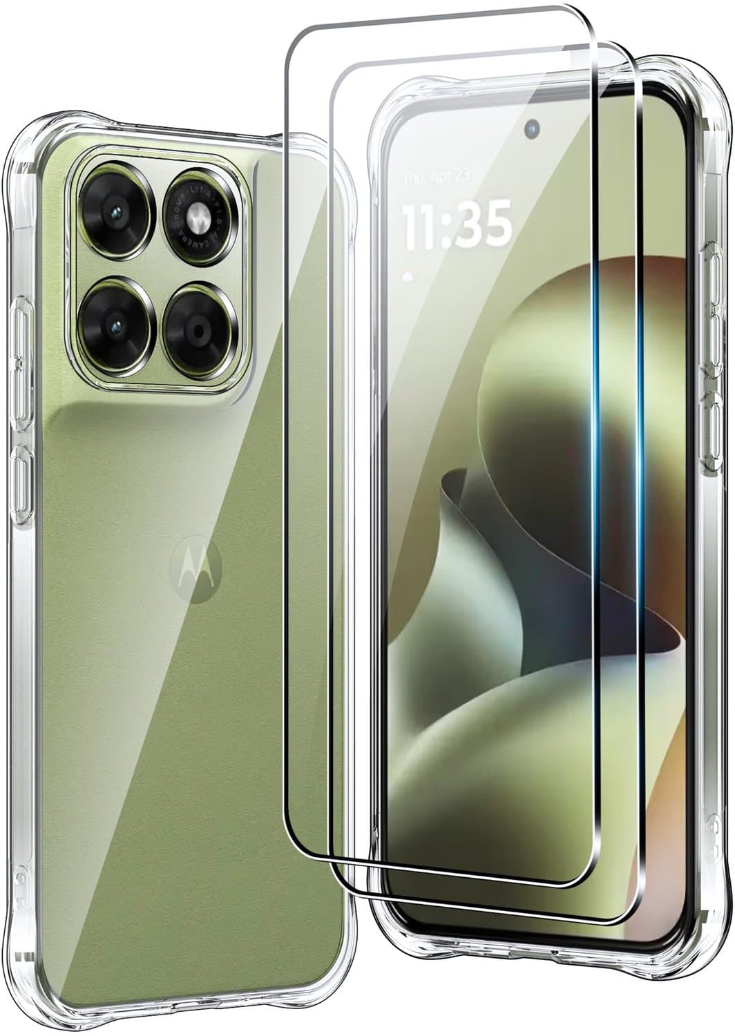 Set van 2 beschermhoezen voor, verhard glas, volledige camerabescherming, transparant, krasbestendig, dun en soepel in doorzichtige TPU-silicone — afbeelding 1