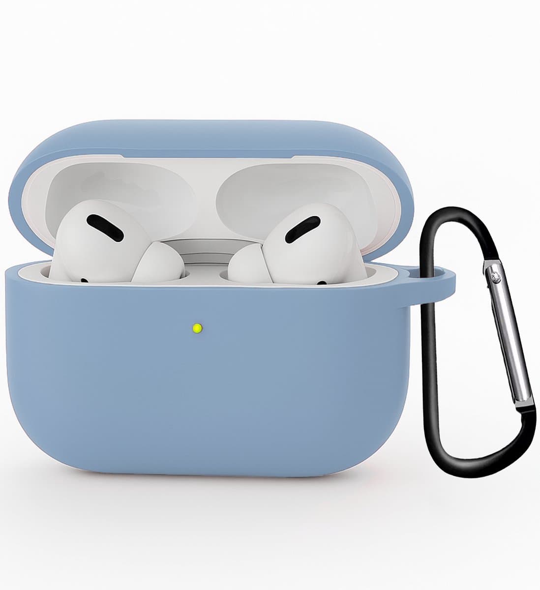 Hoesje Geschikt voor Apple Airpods Pro 3 - Siliconen Hoes met Clip - Silicone Case Cover - Lichtblauw — afbeelding 1