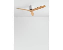 CREATE - Plafondventilator 40W silent 100% hout (Ø132cm) (ruimtes 10m²-25m²) - Wit / Licht hout - Geen licht - Afstandsbediening - WIND CALM NATURAL WOOD