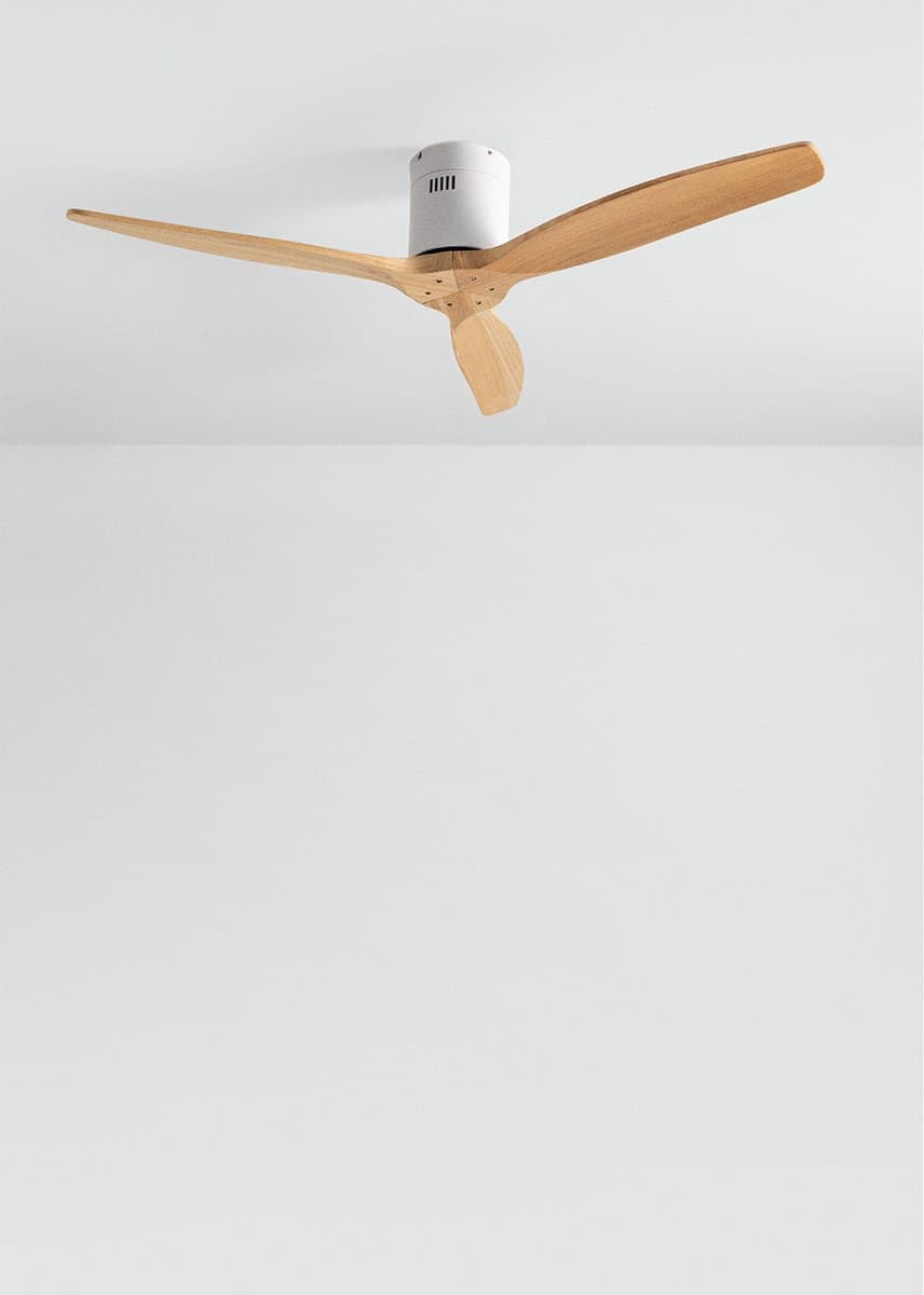 CREATE - Plafondventilator 40W silent 100% hout (Ø132cm) (ruimtes 10m²-25m²) - Wit / Licht hout - Geen licht - Afstandsbediening - WIND CALM NATURAL WOOD — afbeelding 1
