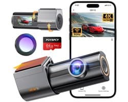 Dashcam 4K wifi met CPL filter autobeeldcamera 170° groothoek G-sensor app bediening met 64GB SD kaart
