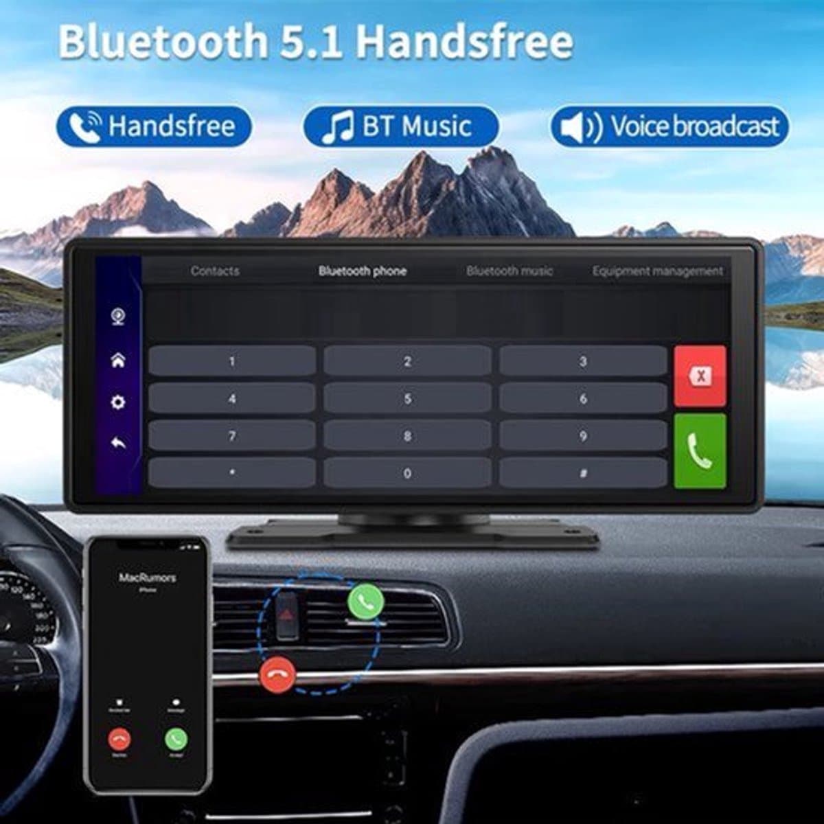 E64 - Dashcam voor Auto - WiFi - Dashcams - FullHD video - Super compact - Parkeermodus - 16:9 - 10.26 inch Scherm - Geen Camera aan de voor- en Achterkant - Zwart — afbeelding 1