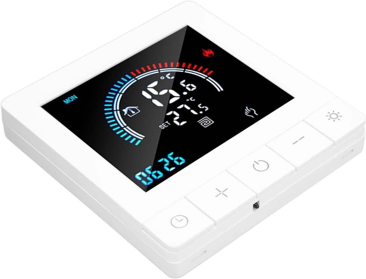 Slimme Thermostaat - Temperatuurregelaar Vloerverwarming - Energie Besparen - Touchscreen Bediening - AC90-240V - Wit — afbeelding 1