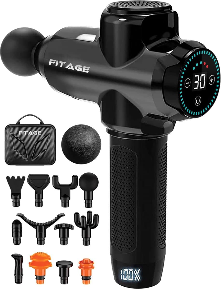 SnelShoppen - Massage Gun, Stille Massager met 30 Snelheidsniveaus, Diepe Weefselmassage, 12 Opzetstukken voor Schouders, Rug en Volledige Lichaamsont — afbeelding 1