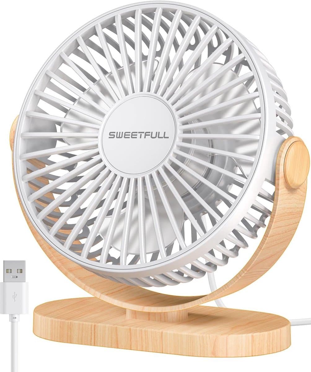 Solvix tafel ventilator geluidloos - Mini Tafelventilator - Plastic - Stil en Lichtgewicht - 3 Snelheden - Voor Thuis, Kantoor en Buiten — afbeelding 1