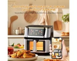 Airfryer - XXL – Heteluchtfriteuse – 2400W/2800W – 12L - RVS & Touchscreen – Multifunctionele Elektrische Friteuse - Olievrij Frituren - Zwart