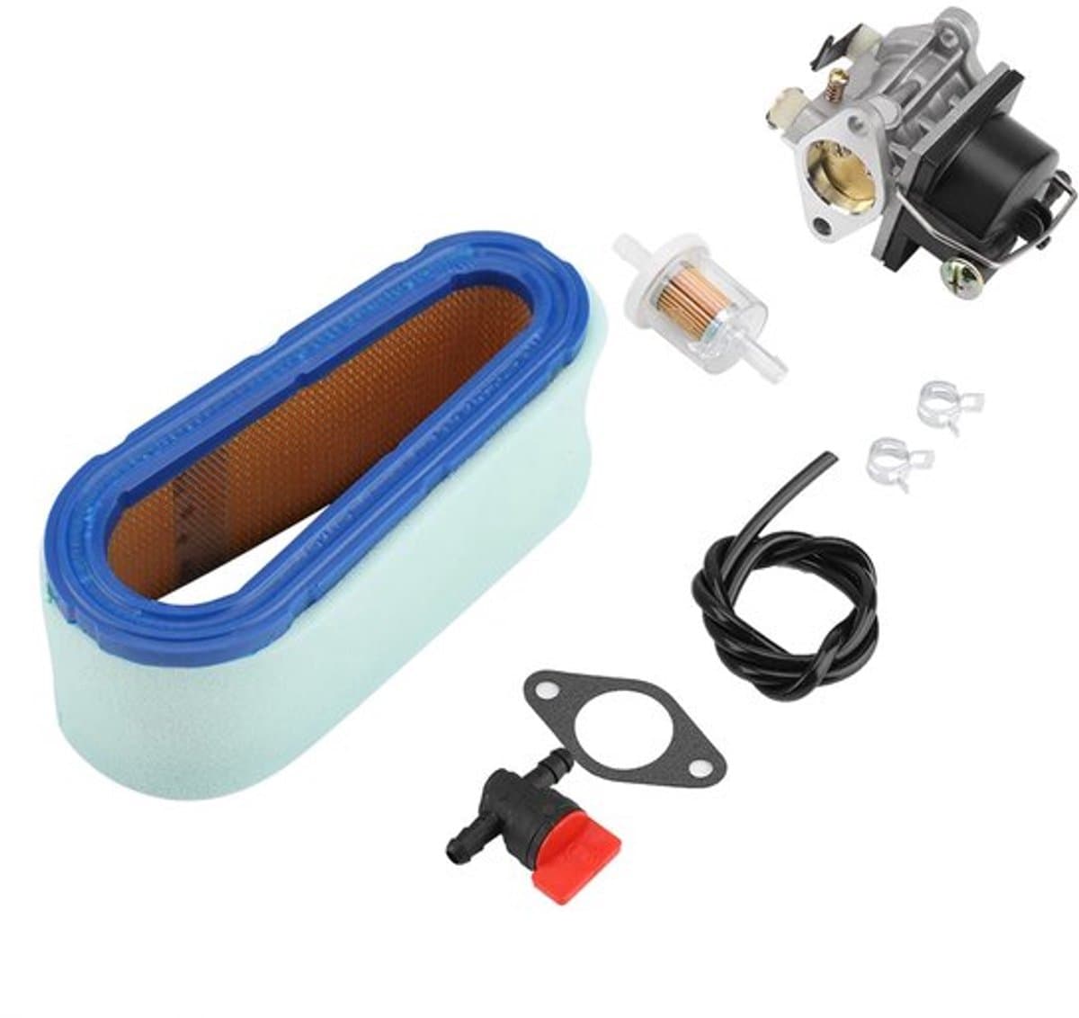 Carburateur Kit - Inclusief Brandstoffilter - Luchtfilter met Voorfilter - Afdichting - Brandstofleiding - Eenvoudige Installatie - Grasmaaier Carburateur — afbeelding 1
