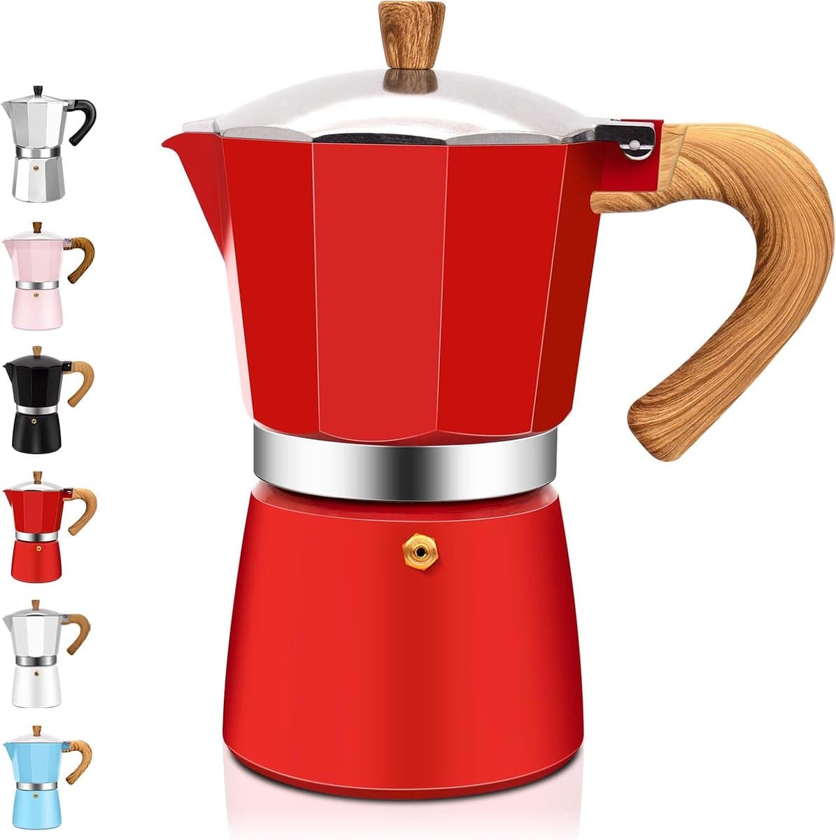 6 Cup Aluminum Espresso Stovetop Moka Pot Express Coffee Maker Percolator Italian Classic Mocha Coffee Machine for Italian and Cuban Cafe Brewing for Home & Camping 300ml 10oz — afbeelding 1