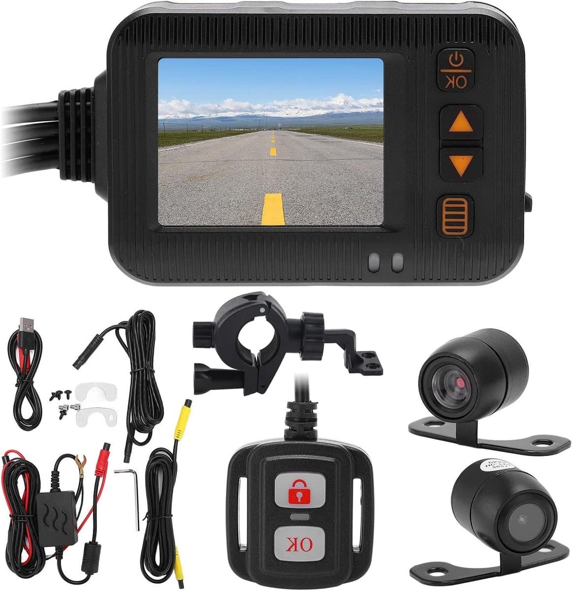 Motorfiets Dashcam - Rijrecorder DVR - Veilige Rit - Dubbele HD-lens - 2 Inch Scherm - Zwart — afbeelding 1