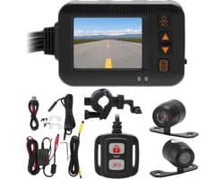 Motorfiets Dashcam - Rijrecorder DVR - Veilige Rit - Dubbele HD-lens - 2 Inch Scherm - Zwart