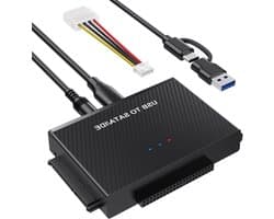 Harde schijfadapter - Converter Kabel - Data Overzetten - Ondersteunt 3 Schijven - Tot 6TB - Zwart