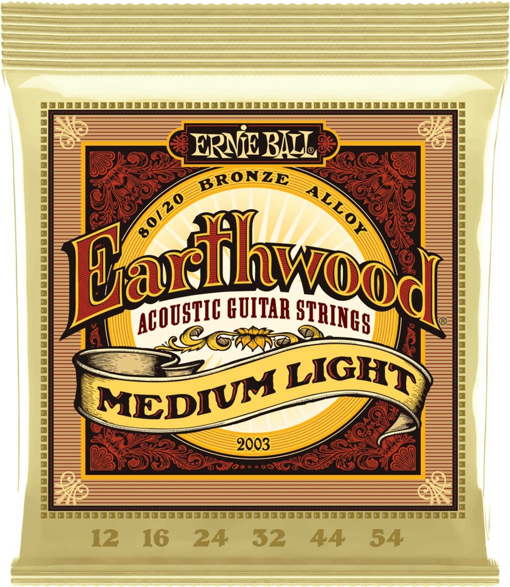 Ernie Ball Earthwood - Akoestische Gitaarsnaren - 80/20 Bronze - Medium Light Gauge - 12-16-24w-32-44-54 — afbeelding 1