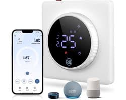 Vloerverwarming Thermostaat - Slimme Kamerregelaar - Energie Besparen - App en Spraakbediening - 10.6 x 9.4 x 6.9 cm - Wit