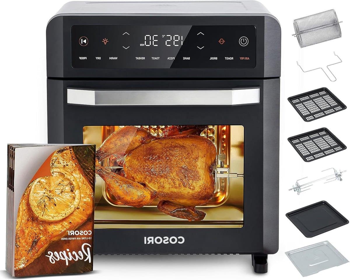 Airfryer Oven - Hete Lucht Frituurpan - Gezond Koken - Dubbele Weerstand - 12 Liter - RVS — afbeelding 1