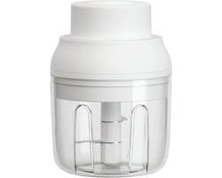 Elektrische mini-hakmolen - Draadloze keukenmachine - Snel ingrediënten hakken - Krachtige drie-bladige vaan - 250 ml - Wit