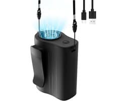 Draagbare, oplaadbare heupventilator met 100 snelheden, 13.300 tpm, sterke luchtstroom, 4000 mAh, hangende nekventilator, clip-on draagbare riemventilator voor kamperen, buiten, op de werkplek, reizen (zwart)