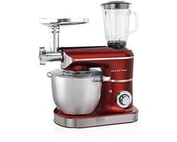 Keukenmachine met drievoudige functie, 7,5 liter, vleesmolen, mixer, 2200 W, rood