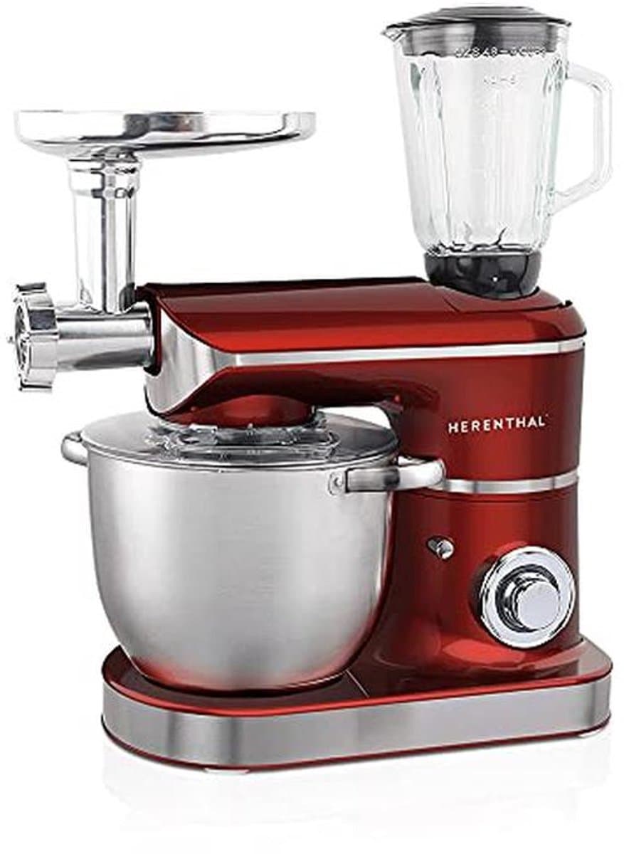 Keukenmachine met drievoudige functie, 7,5 liter, vleesmolen, mixer, 2200 W, rood — afbeelding 1