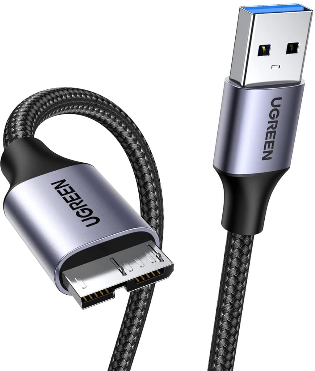 USB 3.0 A naar Micro B Kabel voor Harde Schijf en Opladen (2 Meter) — afbeelding 1