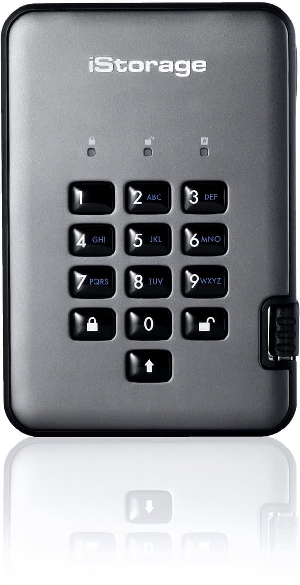 iStorage diskAshur PRO2 1000GB Zwart, Grafiet externe harde schijf — afbeelding 1
