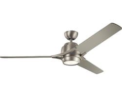 Plafondventilator met verlichting - Zeus - 60in / 152cm ventilator - geborsteld nikkel