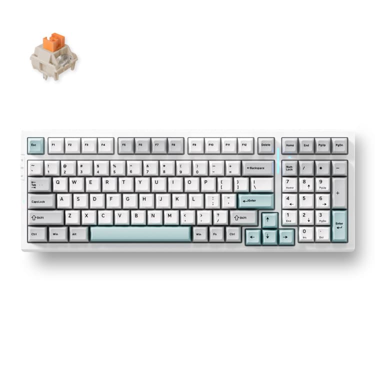 MCHOSE G98 Pro Gray Blue Flame Orange Wireless Tri-Mode Custom Mechanical gaming toetsenbord — afbeelding 1