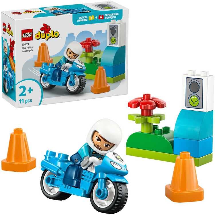 LEGO DUPLO - Blauwe politiemotor Constructiespeelgoed — afbeelding 1